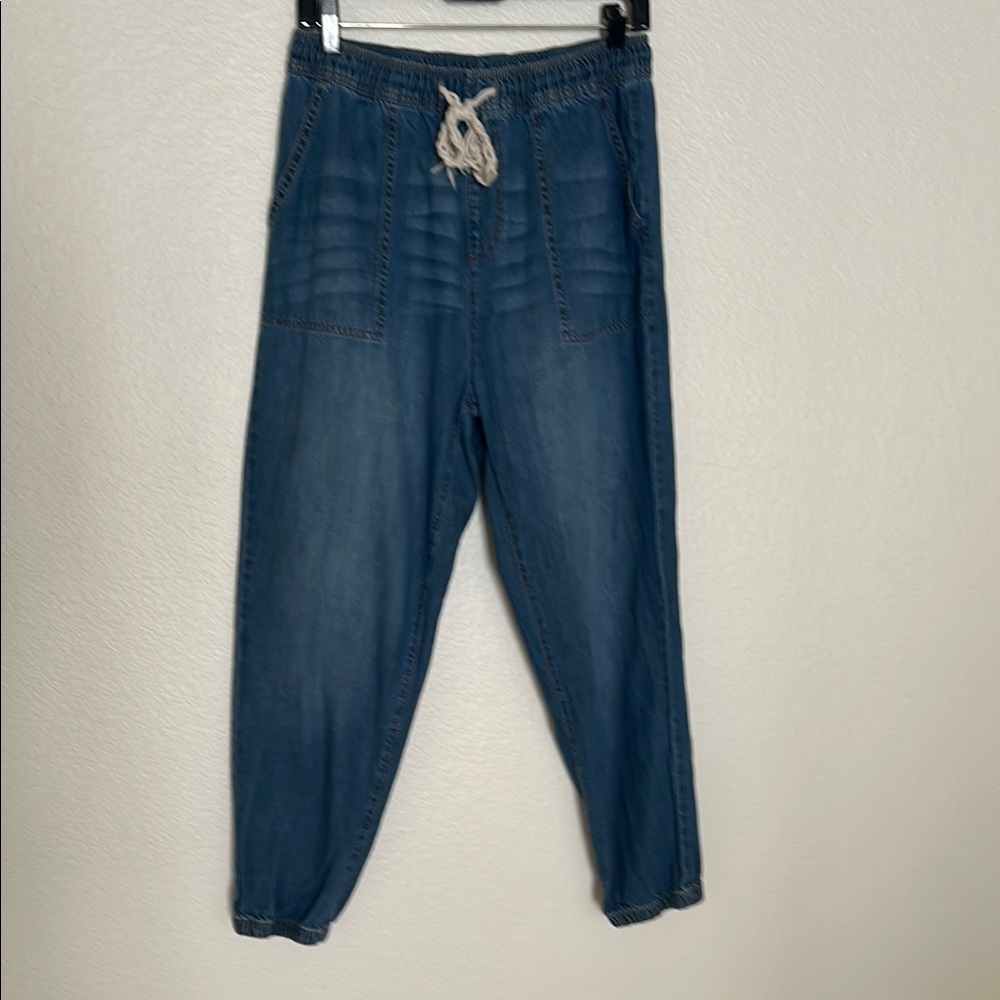 Casual Blue Drawstring Pants